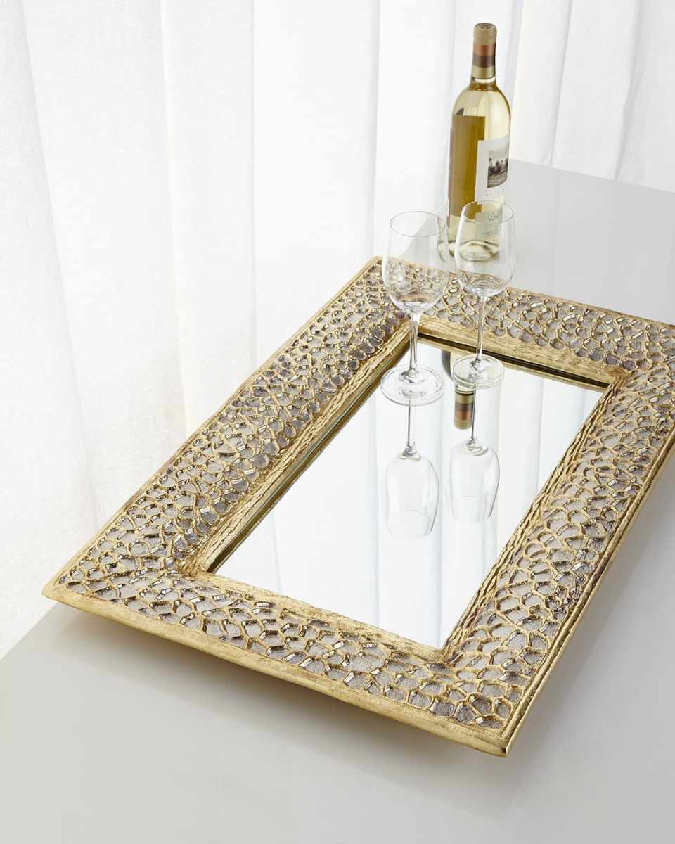 Gold & Silver Organic Mirrored Tray